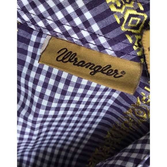 Wrangler Women's Plaid Western Shirt Gold Trim XS Snap Front Long Vintage Sleeve - Picture 4 of 10